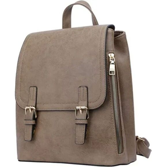 New STYLISH Small Backpack Bag for Women with Multiple Pockets, Khaki - Picture 4 of 7